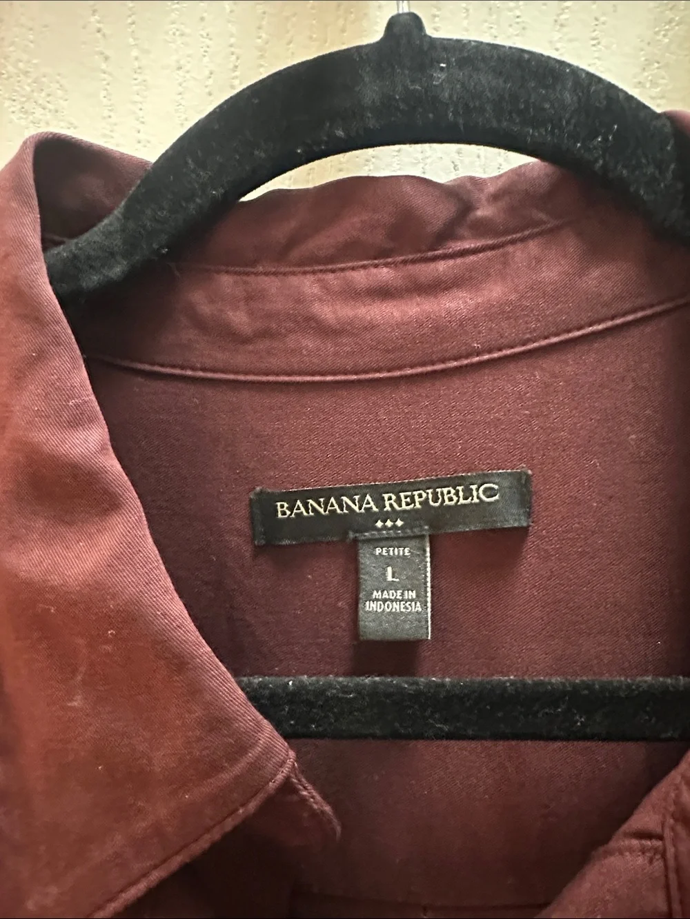 Banana Republic Burgundy Long Sleeve Maxi Shirt Dress